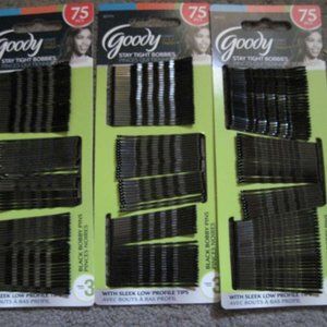 Goody Black Stay Tight Hold Metal Bobby Hair Pins Bobbies Secure Style Ball Tips